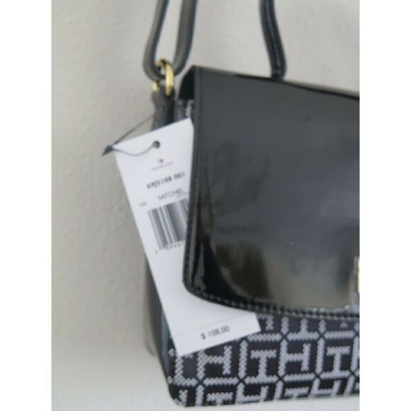Tommy Hilfiger 69J5108 001 Black/White "TH" Monogram Crossbody Satchel Bag $108+ - Picture 2 of 11